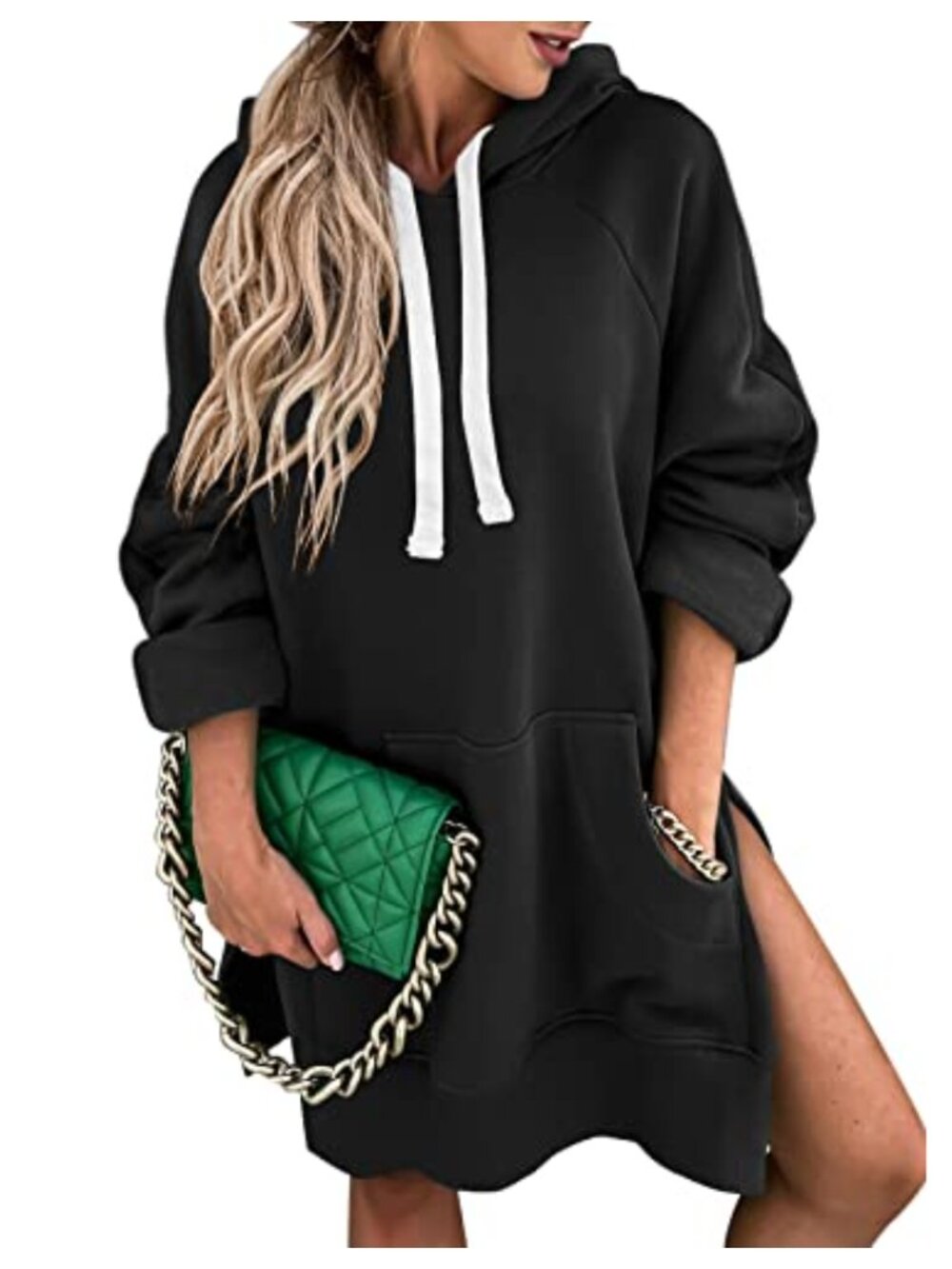 Oversized Long Sleeve Drawstring Hoodie Dress Pullover Casual